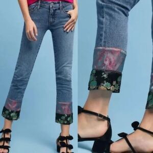 Anthropologie‎ Pilcro & Letterpress Slim Fit Boyfriend Jeans Silk Cuffs Size 31